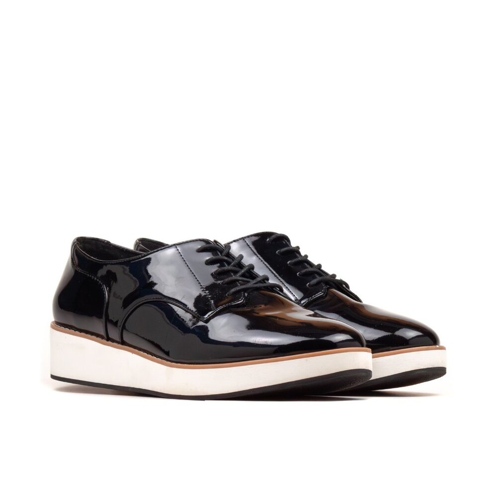 Call it Spring McLinn Black Patent Lace-Up Wedge Oxford Shoes